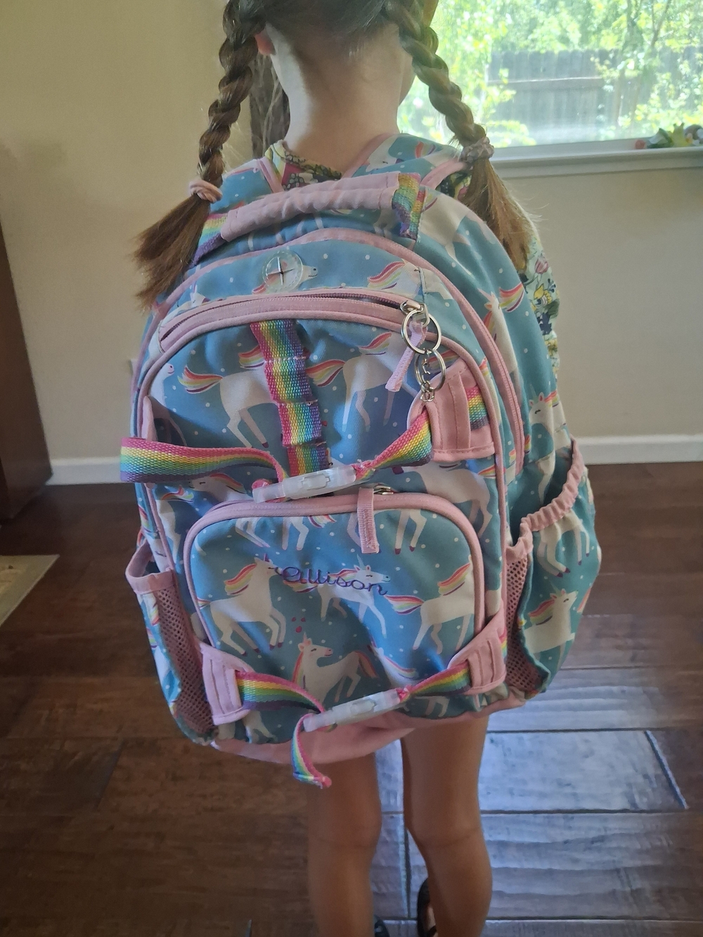 Pottery Barn Kids Blue & Unicorn Backpack "Allison"